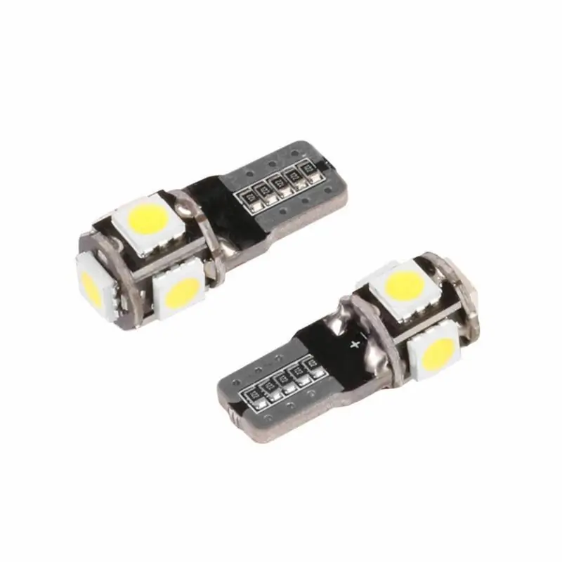 Bezpośrednio z fabryki - VISION W5W T10 12V 5x 5050 SMD LED Canbus Białe - żarówki samochodowe 2 szt.