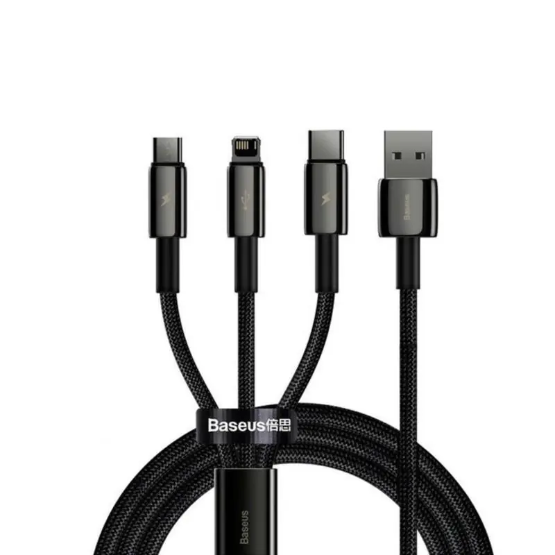 Nowość | BASEUS Tungsten Gold Kabel USB do micro USB / USB-C / Lightning, 3.5A, 1.5m (czarny)