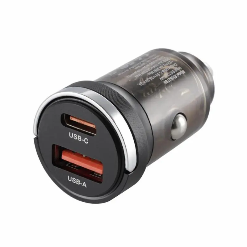 Popularny produkt - WAYME Ładowarka Samochodowa z Pierścieniem (USB-C PD 33W + USB 18W) – Transparentna Czarna