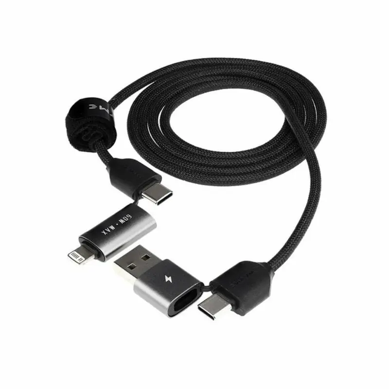 Nowość w ofercie | WAYME Kabel 4w1 USB / USB-C do USB-C / Lightning 60W – Oplot Mikrofibra