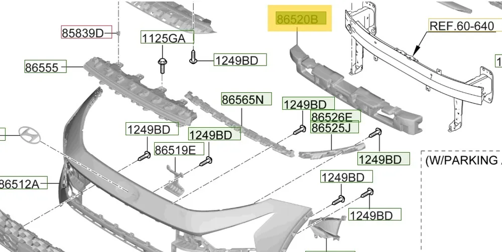 Do wyczerpania zapasów - Absorber zderzaka przedniego Hyundai I20 / Bayon (2024) 86520Q0GA0