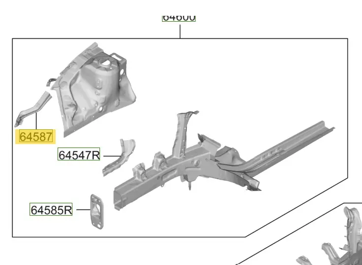 Wspornik mocowania błotnika prawy Hyundai I20 / Bayon (2021-2024) 64587Q0000 - Sprawdzony wybór